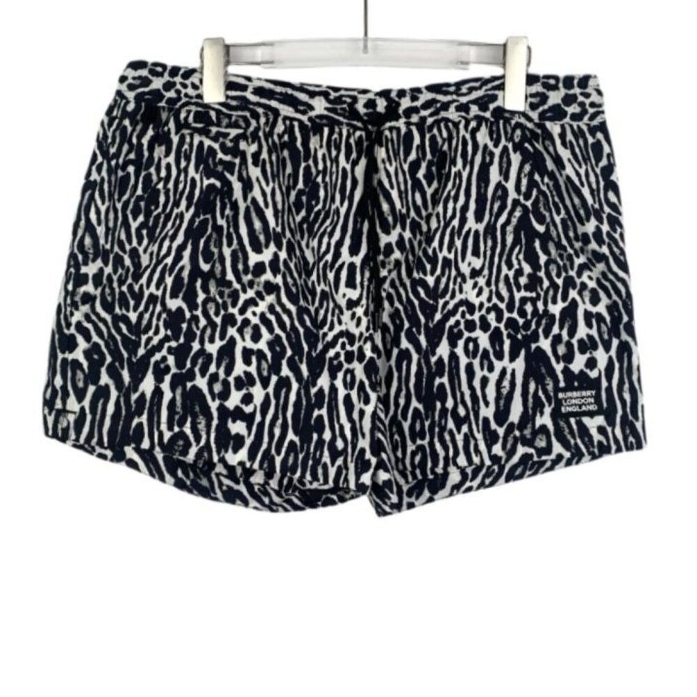 Burberry Mens Animal Print Swim Shorts XL Nylon Black & White